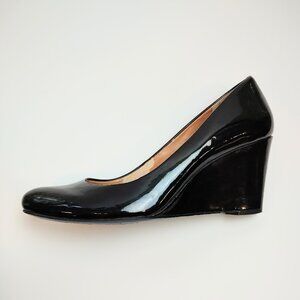 J. Crew Factory Shoes Sylvia Patent Leather Wedges Black Size 9 Used Condition